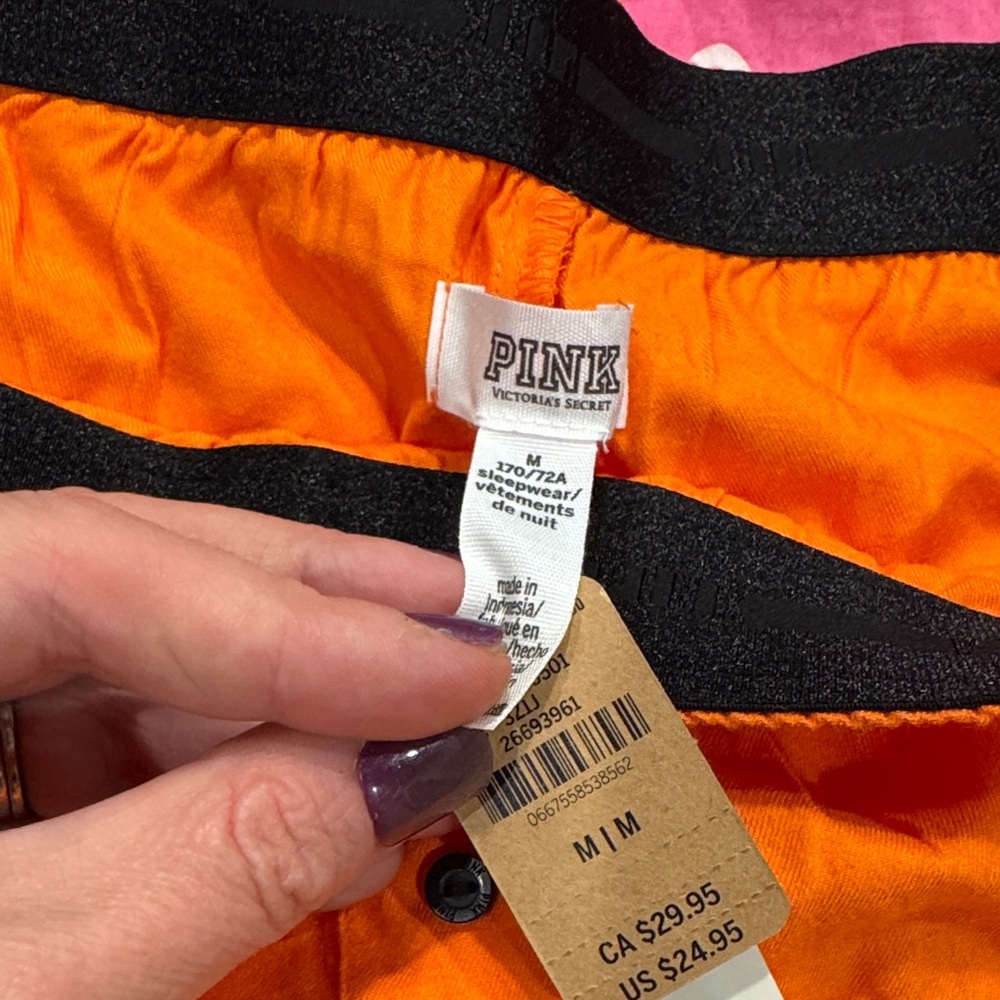 PINK Victoria's Secret Orange and Pink Boxer Shorts Bundle size Medium and Large - Picture 3 of 12